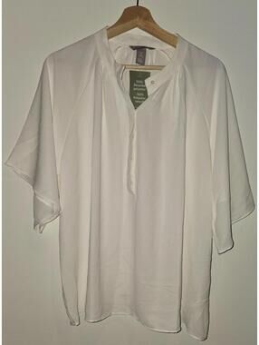 NWT H&M White Recycled Polyester Blouse Sz M